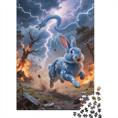 Puzzle 1000 Teile Kaninchen Drachenblitz Holzspielzeug Für Erwachsene & Kinder, Klassische Puzzles, Lernspiel, Home Dekoration, Geschenkideen 1000pcs (75x50cm) von EMYXPAQM