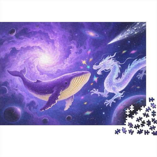 Puzzle 1000 Teile Lila Wal mit Kristalldrachen Holzspielzeug, Erwachsene & Kinder, Klassische Puzzles, Impossible Geschicklichkeitsspiel, Wohnkultur, Einzigartiges Geschenk 1000pcs (75x50cm) von EMYXPAQM