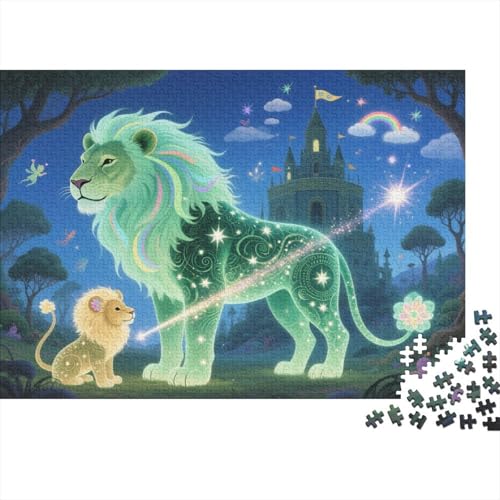 Puzzle 1000 Teile Löwenpaar am Schloss Holzspielzeug, Erwachsene & Kinder, Klassische Puzzles, Impossible Geschicklichkeitsspiel, Moderne Wohnkultur, Geschenkideen 1000pcs (75x50cm) von EMYXPAQM