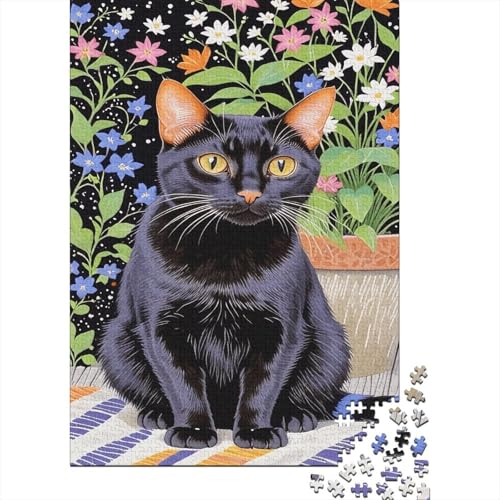 Puzzle 1000 Teile Mumbai Cat Sitting by The Flower Bed, Für Kinder - Herausforderndes Strategiespiel Aus Holz 1000pcs (75x50cm) von EMYXPAQM