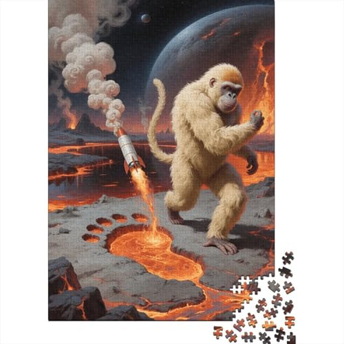 Puzzle 1000 Teile Orang-Utan-Rakete Holzspielzeug Für Erwachsene & Kinder, Klassische Puzzles, Lernspiel, Home Dekoration, Geschenkideen 1000pcs (75x50cm) von EMYXPAQM
