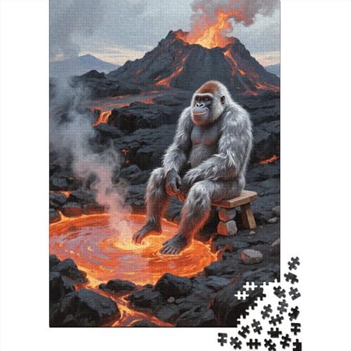 Puzzle 1000 Teile Orang-Utan Vulkanmagma Holzspielzeug Für Erwachsene & Kinder, Klassische Puzzles, Lernspiel, Wohnkultur, Geschenk 1000pcs (75x50cm) von EMYXPAQM