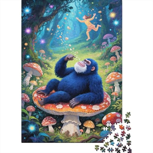 Puzzle 1000 Teile Orang-Utan liegt auf einem Pilz Holzspielzeug Für Erwachsene & Kinder, Klassische Puzzles, Lernspiel, Wohnkultur, Einzigartiges Geschenk 1000pcs (75x50cm) von EMYXPAQM