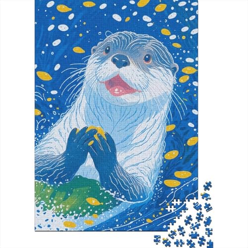 Puzzle 1000 Teile Otter Spielen im Wasser, Für Kinder - Strategiespiel-Herausforderung Aus Holz 1000pcs (75x50cm) von EMYXPAQM