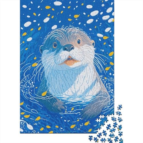 Puzzle 1000 Teile Otter Spielen im Wasser Holzspielzeug Für Erwachsene & Kinder, Klassische Puzzles, Lernspiel, Moderne Wohnkultur, Geschenkideen 1000pcs (75x50cm) von EMYXPAQM