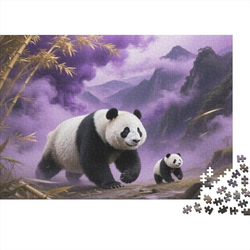 Puzzle 1000 Teile Pandamutter und Junges, Bambus, Blauer Rauch Holzspielzeug, Erwachsene & Kinder, Klassische Puzzles, Impossible Geschicklichkeitsspiel, Dekoration, Geschenkideen 1000pcs (75x50cm) von EMYXPAQM