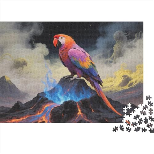Puzzle 1000 Teile Papagei am Vulkan mit Monster Holzspielzeug, Erwachsene & Kinder, Klassische Puzzles, Legespiel, Wohnkultur, Geschenk 1000pcs (75x50cm) von EMYXPAQM