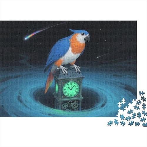 Puzzle 1000 Teile Papagei auf Uhrturm Holzspielzeug, Erwachsene & Kinder, Klassische Puzzles, Herausforderungsspielzeug, Moderne Wohnkultur, Geschenk 1000pcs (75x50cm) von EMYXPAQM