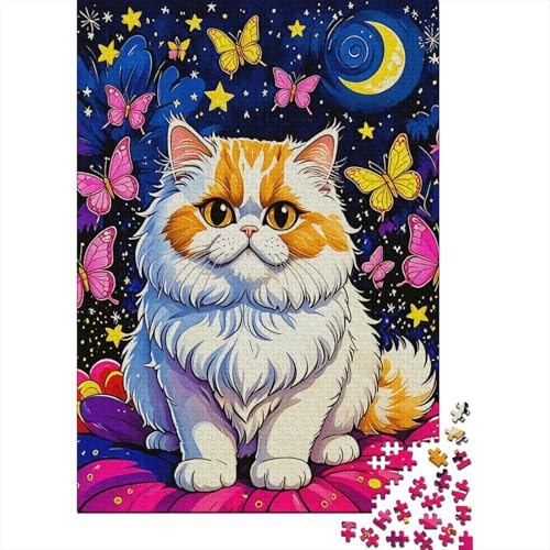 Puzzle 1000 Teile Perserkatze Schmetterling Holzspielzeug Für Erwachsene & Kinder, Klassische Puzzles, Lernspiel, Home Dekoration, Geschenk 1000pcs (75x50cm) von EMYXPAQM