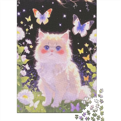 Puzzle 1000 Teile Perserkatze zwischen den Blumen, Für Kinder Klassische Holzspielzeug Herausforderndes Puzzle Als Geschenk 1000pcs (75x50cm) von EMYXPAQM
