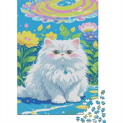 Puzzle 1000 Teile Persian Cat in The Flower Field, Für Kinder - Herausforderndes Strategiespiel Aus Holz 1000pcs (75x50cm) von EMYXPAQM