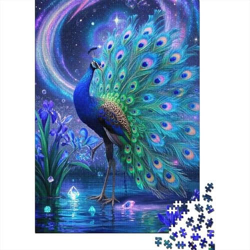 Puzzle 1000 Teile Pfau entfaltet Schwanz, Für Kinder Classic Erziehung Von Kindern Holzspielzeug Als Geschenk 1000pcs (75x50cm) von EMYXPAQM