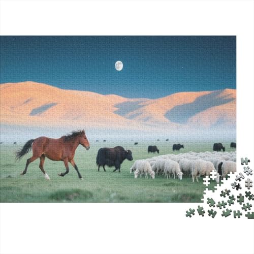 Puzzle 1000 Teile Pferde, Kühe und Schafe auf der Weide, Für Kinder - Lernspiel Als Familien-Geschenk 1000pcs (75x50cm) von EMYXPAQM