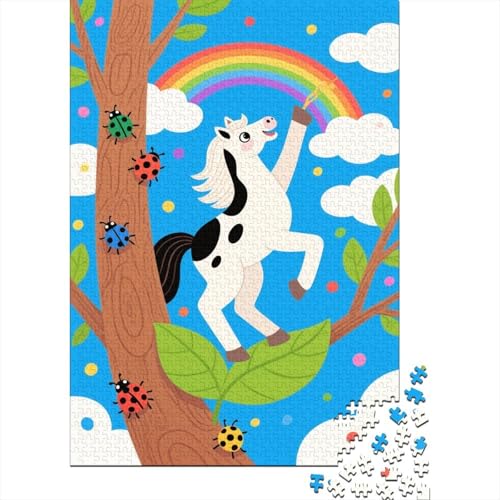 Puzzle 1000 Teile Pferderegenbogen Holzspielzeug Für Erwachsene & Kinder, Klassische Puzzles, Lernspiel, Wohnkultur, Geschenkideen 1000pcs (75x50cm) von EMYXPAQM