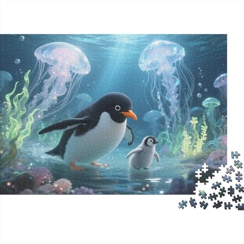 Puzzle 1000 Teile Pinguin mit Quallen und Seetang Holzspielzeug, Erwachsene & Kinder, Klassische Puzzles, Impossible Geschicklichkeitsspiel, Wohnkultur, Einzigartiges Geschenk 1000pcs (75x50cm) von EMYXPAQM