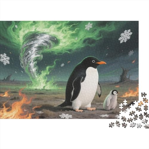 Puzzle 1000 Teile Pinguinmutter und Küken im Tornado Holzspielzeug, Erwachsene & Kinder, Klassische Puzzles, Impossible Geschicklichkeitsspiel, Home Dekoration, Geschenk 1000pcs (75x50cm) von EMYXPAQM
