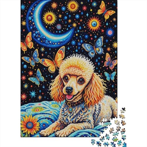 Puzzle 1000 Teile Pudel im Mondlicht, Für Kinder Klassische Holzpuzzles Erziehung Als Geschenk 1000pcs (75x50cm) von EMYXPAQM
