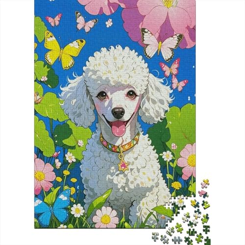 Puzzle 1000 Teile Pudel in den Blumen Holzspielzeug Für Erwachsene & Kinder, Klassische Puzzles, Herausforderung, Wohnkultur, Geschenk 1000pcs (75x50cm) von EMYXPAQM