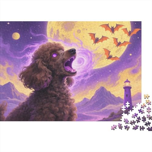 Puzzle 1000 Teile Pudel mit Fledermäusen Holzspielzeug, Erwachsene & Kinder, Klassische Puzzles, Herausforderungsspielzeug, Home Dekoration, Geschenk 1000pcs (75x50cm) von EMYXPAQM