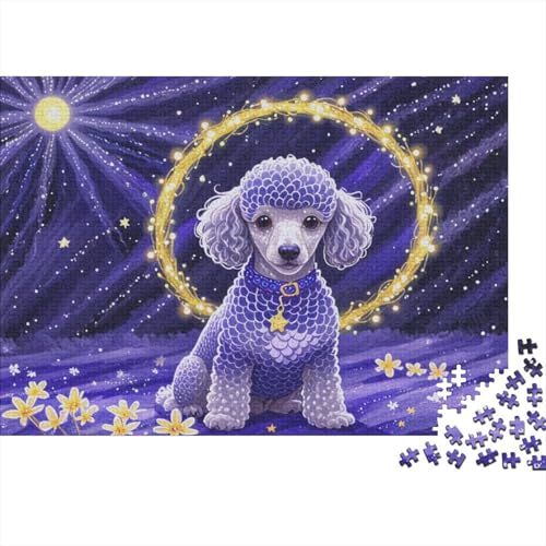 Puzzle 1000 Teile Pudel mit gelben Heiligenscheinen Holzspielzeug, Erwachsene & Kinder, Klassische Puzzles, Impossible Geschicklichkeitsspiel, Home Dekoration, Geschenk 1000pcs (75x50cm) von EMYXPAQM