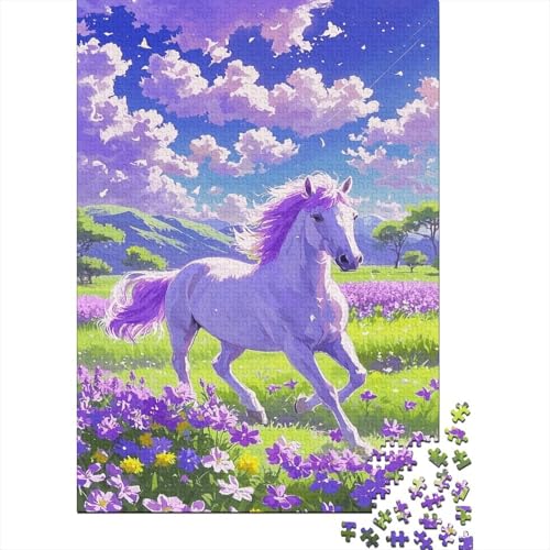 Puzzle 1000 Teile Purple Horses Running on The Grassland, Für Kinder - Lernspiel Aus Holz & Kreativgeschenk 1000pcs (75x50cm) von EMYXPAQM