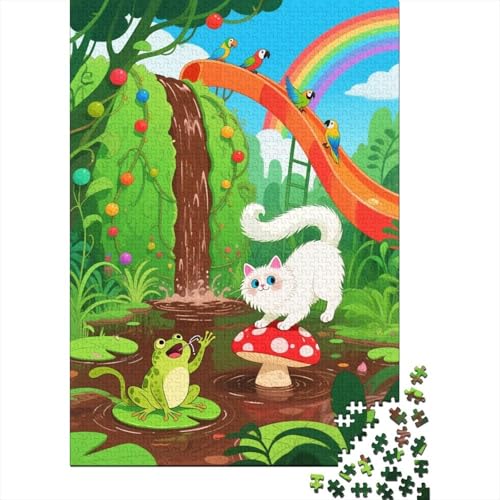 Puzzle 1000 Teile Ragdoll landete auf einem roten Pilz, Für Kinder Klassische Holzspielzeug Herausforderndes Puzzle Unique Gift 1000pcs (75x50cm) von EMYXPAQM