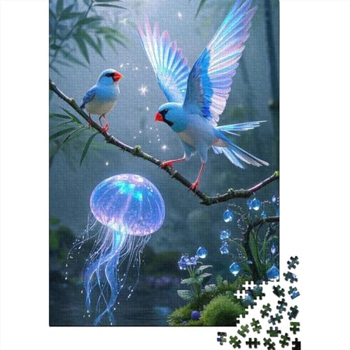 Puzzle 1000 Teile Reisfink und Qualle, Für Kinder Classic Idoor-Puzzle-Kreativspiel Holzpuzzles Als Geschenk 1000pcs (75x50cm) von EMYXPAQM