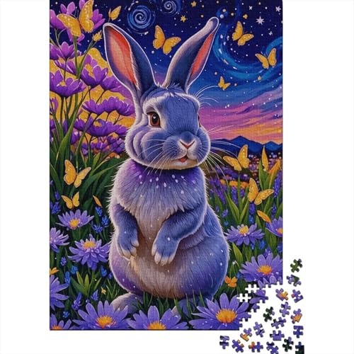 Puzzle 1000 Teile Rex-Kaninchen Blütenbüschel Holzspielzeug Für Erwachsene & Kinder, Klassische Puzzles, Lernspiel, Wohnkultur, Geschenkideen 1000pcs (75x50cm) von EMYXPAQM