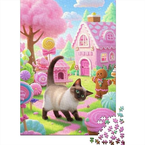 Puzzle 1000 Teile Rosa Siamkatzenhaus, Für Kinder Classic Idoor-Puzzle-Kreativspiel Holzpuzzles Unique Gift 1000pcs (75x50cm) von EMYXPAQM