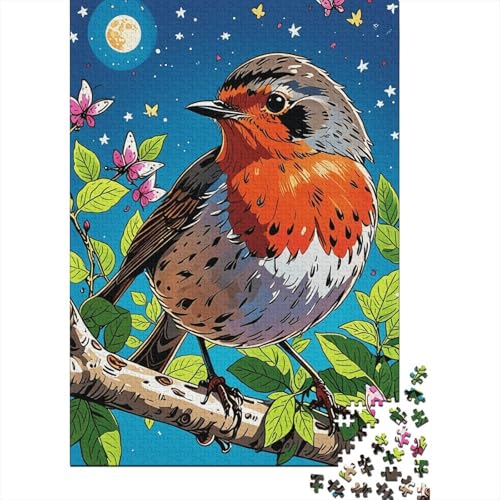 Puzzle 1000 Teile Rotkehlchen sitzt auf einem AST Holzspielzeug Für Erwachsene & Kinder, Klassische Puzzles, Lernspiel, Moderne Wohnkultur, Geschenkideen 1000pcs (75x50cm) von EMYXPAQM