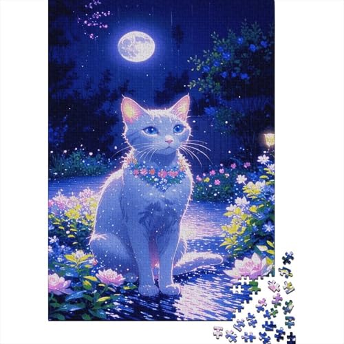 Puzzle 1000 Teile Russian Blue Cat Wearing Wreath, Für Kinder - Premium-Holzpuzzle & Denksportgeschenk 1000pcs (75x50cm) von EMYXPAQM