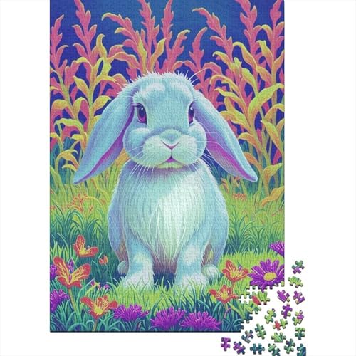 Puzzle 1000 Teile Schlappohrhase kauert auf dem Gras, Für Kinder Klassische Holzpuzzles Erziehung Unique Gift 1000pcs (75x50cm) von EMYXPAQM