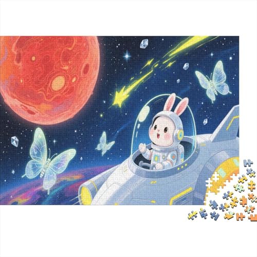 Puzzle 1000 Teile Schlappohrkaninchen reitet auf einem Raumschiff, Für Kinder Klassische Erziehung Von Kindern Holzspielzeug Als Geschenk 1000pcs (75x50cm) von EMYXPAQM