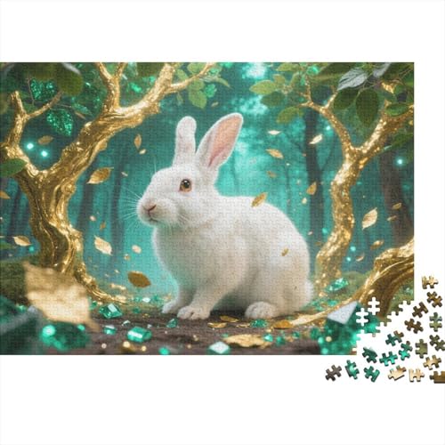 Puzzle 1000 Teile Schneehase am goldenen Baum Holzspielzeug, Erwachsene & Kinder, Klassische Puzzles, Impossible Geschicklichkeitsspiel, Home Dekoration, Geschenk 1000pcs (75x50cm) von EMYXPAQM