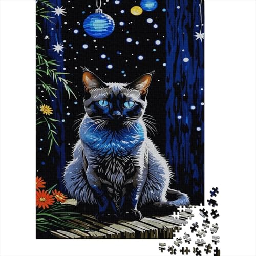 Puzzle 1000 Teile Siamese Cat Sitting on The Courtyard Table, Für Kinder - Pädagogisches Holzspielzeug Geschenkidee 1000pcs (75x50cm) von EMYXPAQM