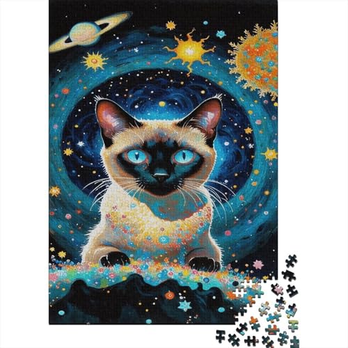 Puzzle 1000 Teile Siamese Cats in Outer Space, Für Kinder - Lernspiel Aus Holz & Kreativgeschenk 1000pcs (75x50cm) von EMYXPAQM