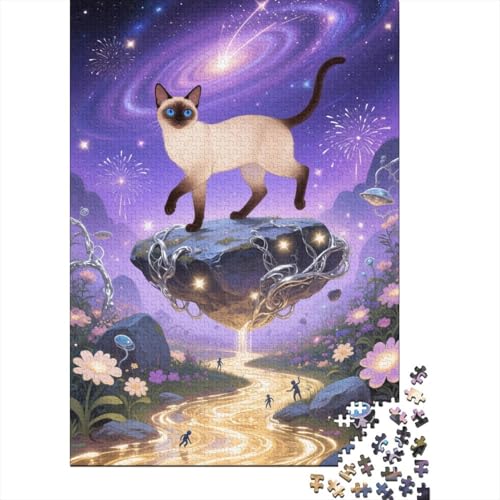 Puzzle 1000 Teile Siamkatzen-Schwebestein, Für Kinder Klassische Holzpuzzles Erziehung Als Geschenk 1000pcs (75x50cm) von EMYXPAQM