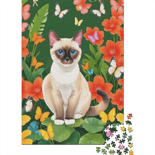 Puzzle 1000 Teile Siamkatzenblumen Holzspielzeug Für Erwachsene & Kinder, Klassische Puzzles, Lernspiel, Home Dekoration, Einzigartiges Geschenk 1000pcs (75x50cm) von EMYXPAQM