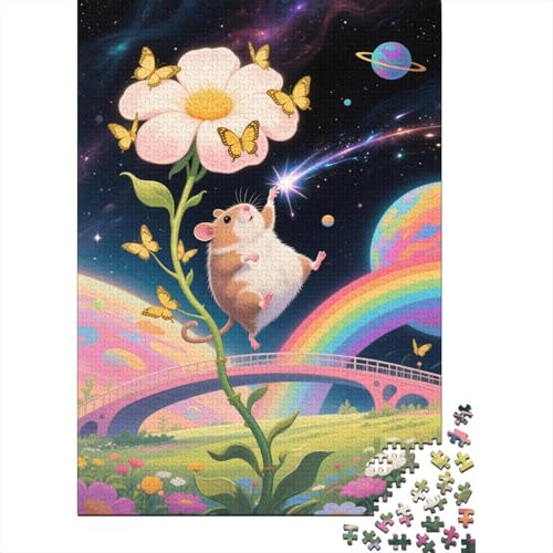 Puzzle 1000 Teile Syrischer Hamster Blumen Holzspielzeug Für Erwachsene & Kinder, Klassische Puzzles, Lernspiel, Moderne Wohnkultur, Geschenkideen 1000pcs (75x50cm) von EMYXPAQM
