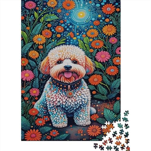 Puzzle 1000 Teile The Bichon Frise is Surrounded by Flowers and Plants, Für Kinder - Holz-Lernspiel Als Geschenk 1000pcs (75x50cm) von EMYXPAQM