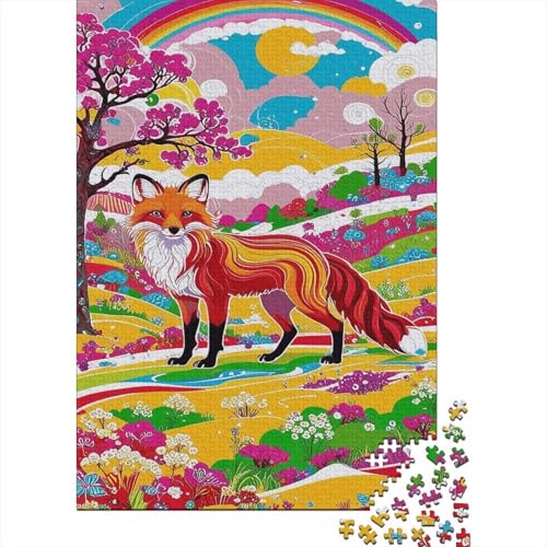 Puzzle 1000 Teile The Red Fox is on The Hill Grassland, Für Kinder - Holzspielzeug Als Herausforderungsgeschenk 1000pcs (75x50cm) von EMYXPAQM