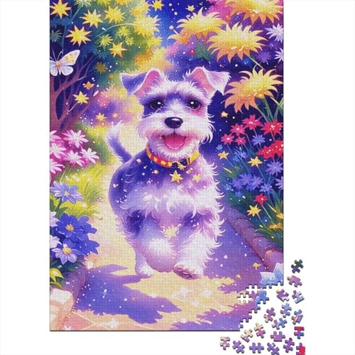 Puzzle 1000 Teile The Schnauzer is Running on The Garden Path, Für Kinder - Herausforderndes Strategiespiel Aus Holz 1000pcs (75x50cm) von EMYXPAQM