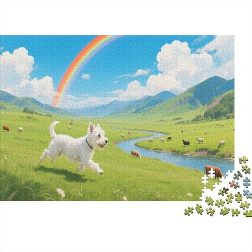 Puzzle 1000 Teile West Highland White Terrier auf der Graslandschaft, Für Kinder - Lernspiel Als Familien-Geschenk 1000pcs (75x50cm) von EMYXPAQM