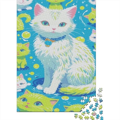Puzzle 1000 Teile White Cat and Green Cat, Für Kinder - Pädagogisches Holzspielzeug Geschenkidee 1000pcs (75x50cm) von EMYXPAQM