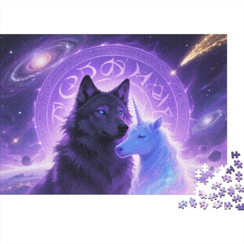 Puzzle 1000 Teile Wolf und Einhorn Holzspielzeug, Erwachsene & Kinder, Klassische Puzzles, Impossible Geschicklichkeitsspiel, Wohnkultur, Einzigartiges Geschenk 1000pcs (75x50cm) von EMYXPAQM