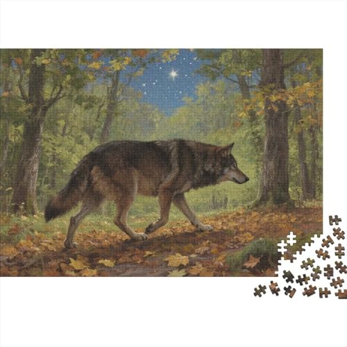 Puzzle 1000 Teile Wolf zwischen Bäumen Holzspielzeug, Erwachsene & Kinder, Klassische Puzzles, Legespiel, Moderne Wohnkultur, Geschenkideen 1000pcs (75x50cm) von EMYXPAQM