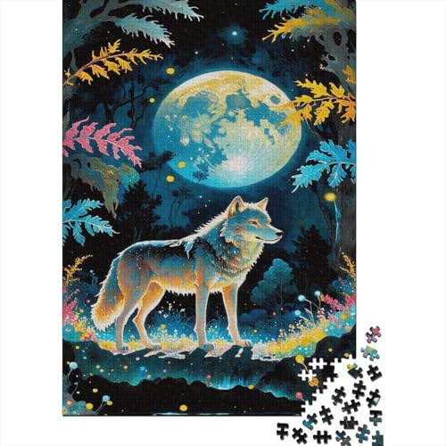 Puzzle 1000 Teile Wolves in The Forest Under The Moonlight, Für Kinder - Holzspielzeug Als Herausforderungsgeschenk 1000pcs (75x50cm) von EMYXPAQM