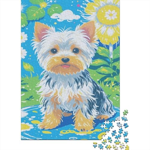 Puzzle 1000 Teile Yorkshire Terrier Next to Sunflower, Für Kinder - Herausforderndes Strategiespiel Aus Holz 1000pcs (75x50cm) von EMYXPAQM