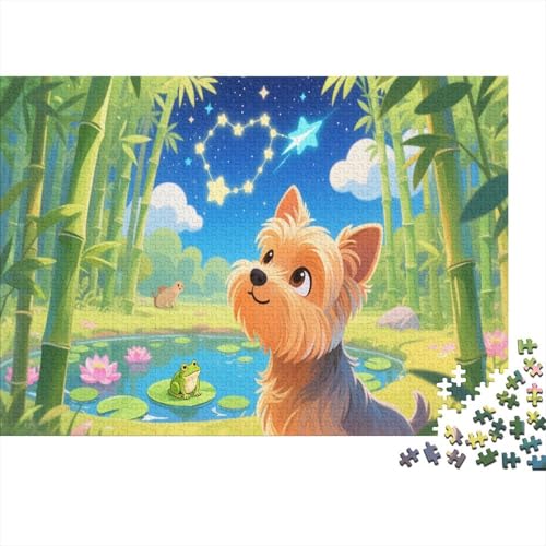 Puzzle 1000 Teile Yorkshire Terrier duckt Sich im Bambuswald, Für Kinder - Pädagogisches Lernspiel Aus Holz 1000pcs (75x50cm) von EMYXPAQM