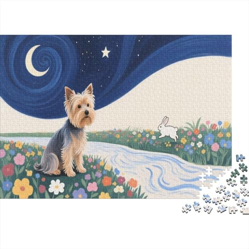 Puzzle 1000 Teile Yorkshire Terrier duckt Sich im farbenfrohen Garten, Für Kinder - Lernspiel Als Familien-Geschenk 1000pcs (75x50cm) von EMYXPAQM